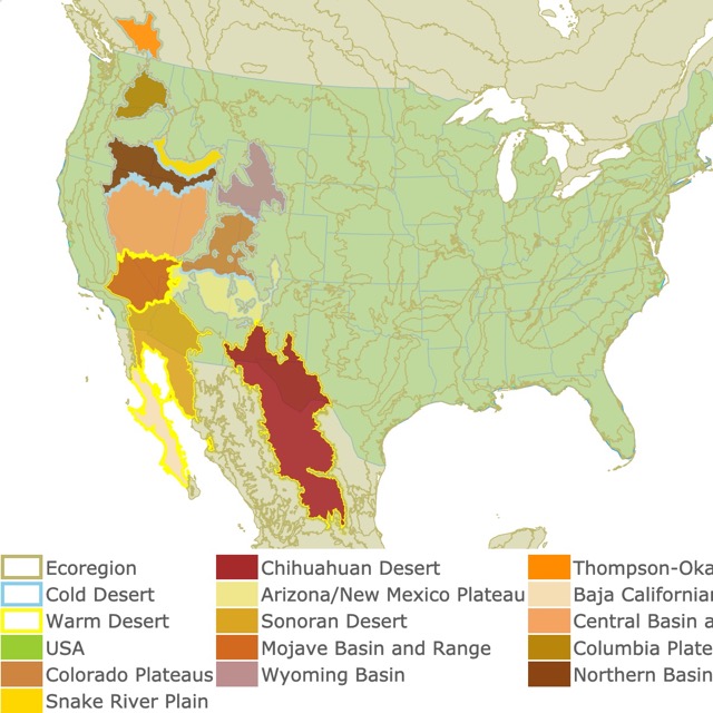 Map of Deserts in North America