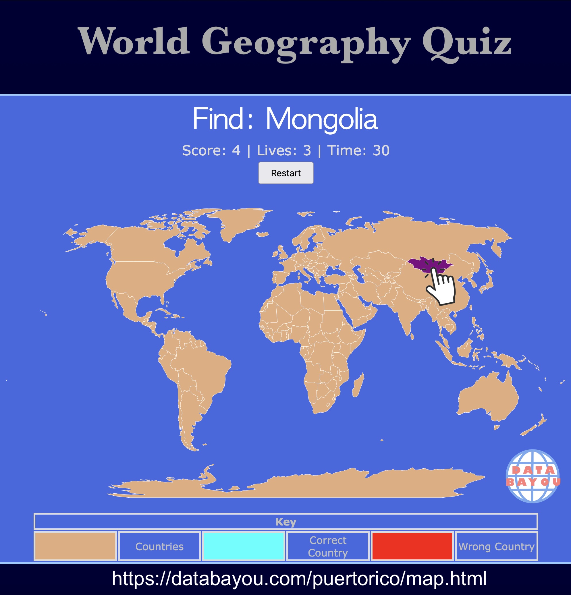 Geography World Quiz Map