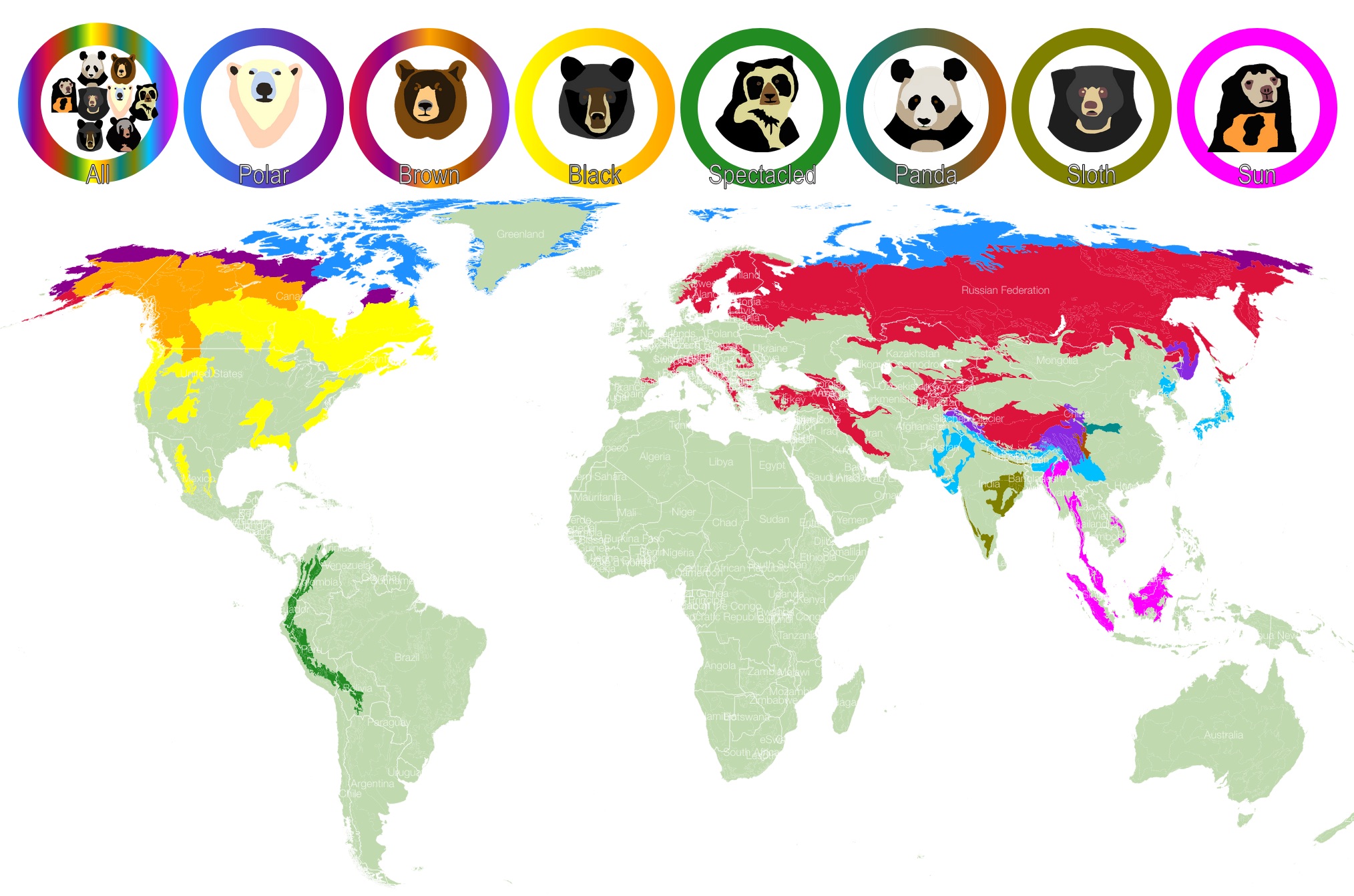 Bear species habitat map
