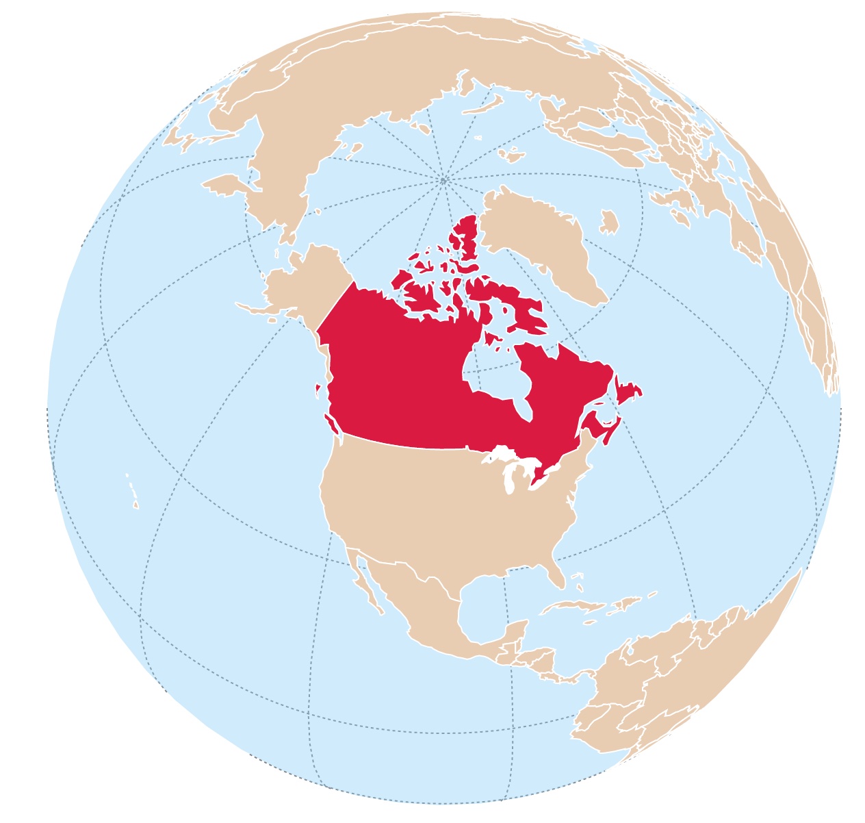 Map of Canada's location