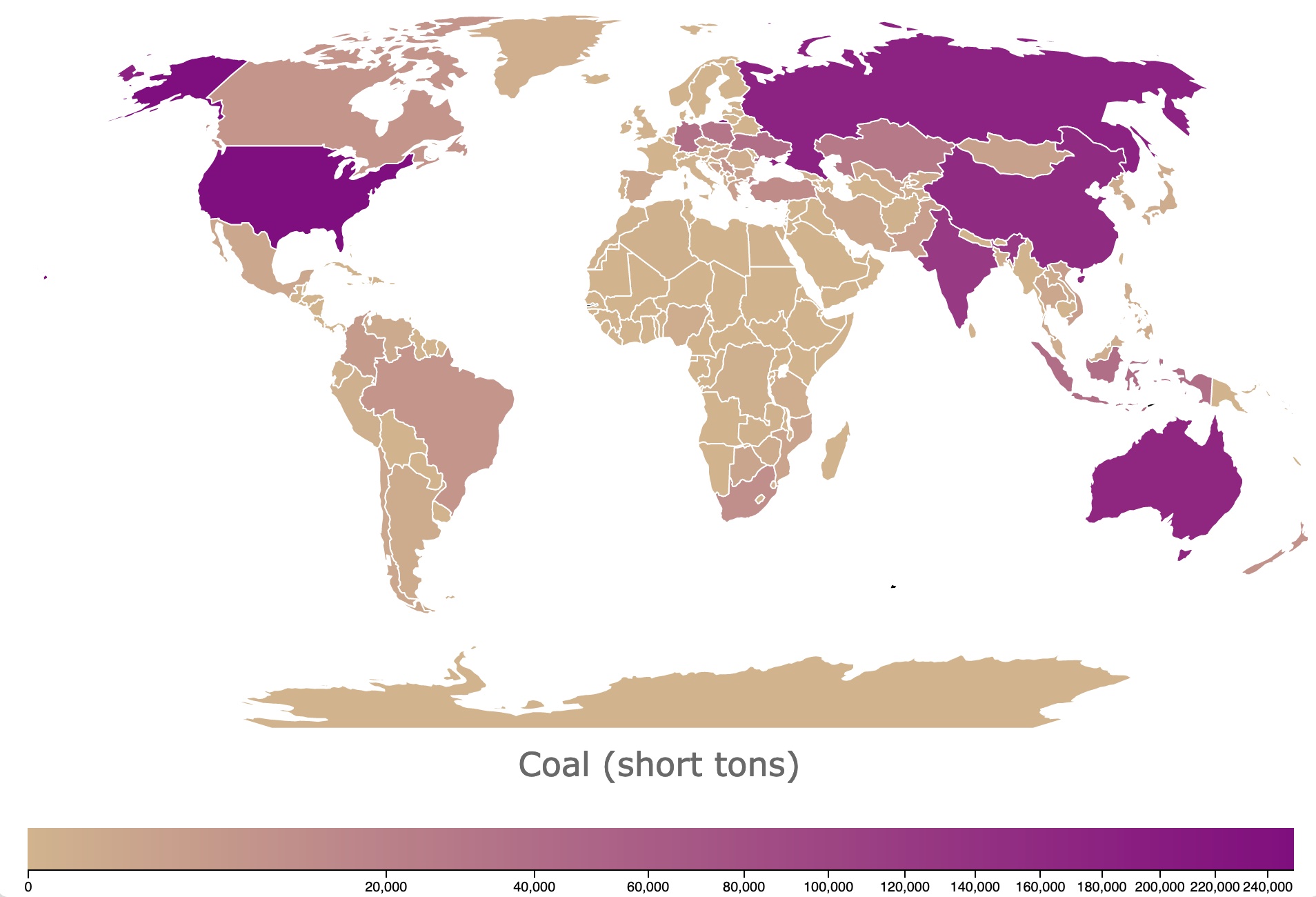 Map of coal and coke reserves worldwide
