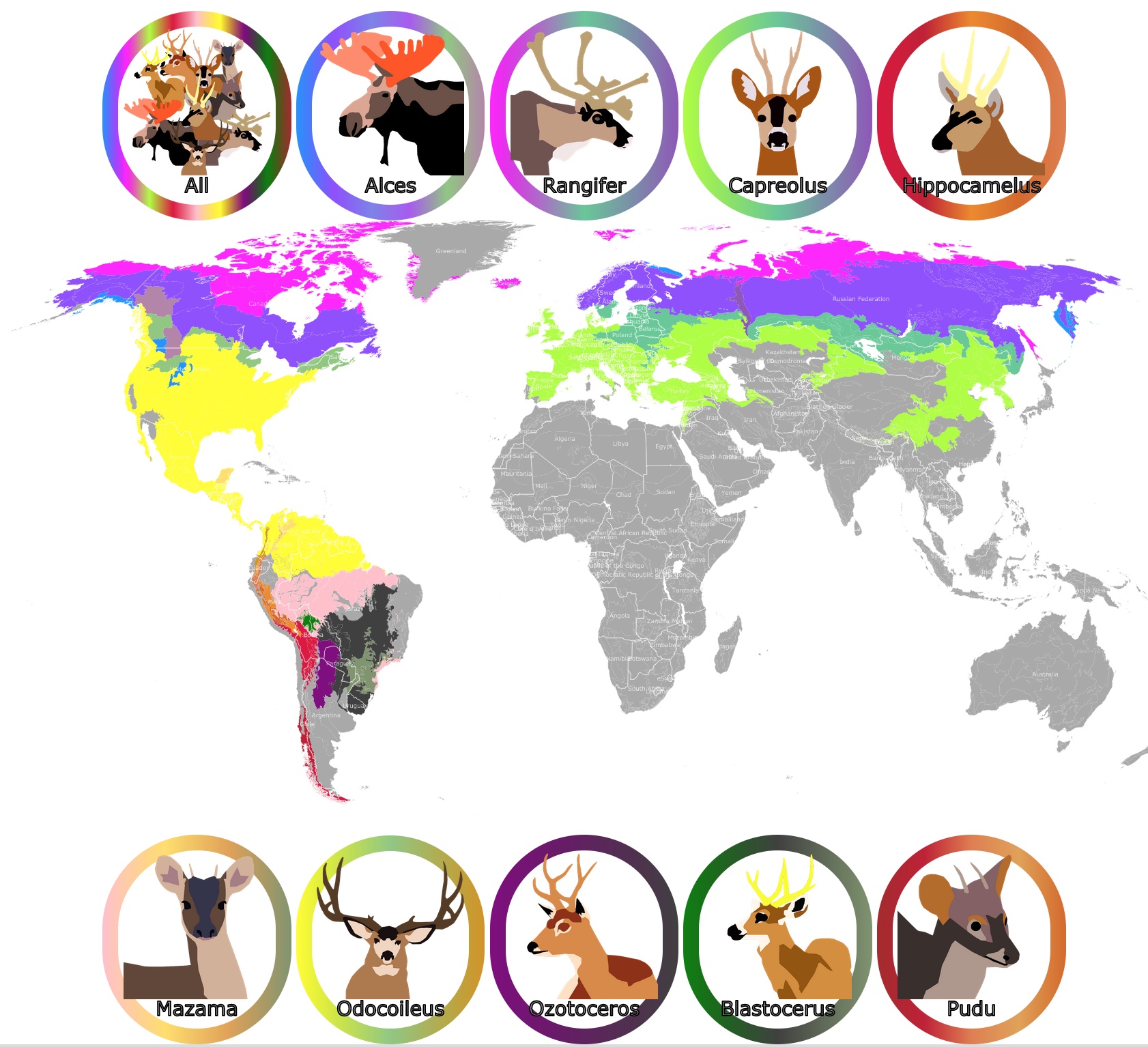 New World Deer habitat map