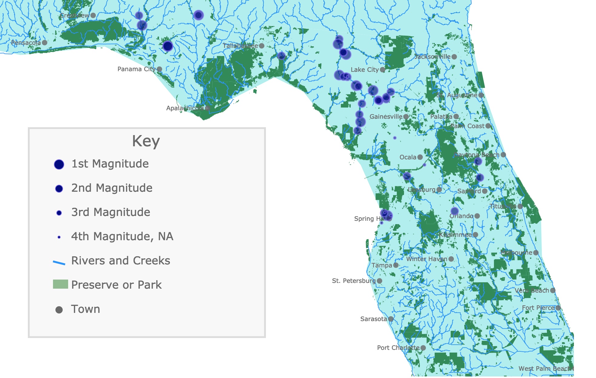 Interactive map of Caves for Diving in Florida