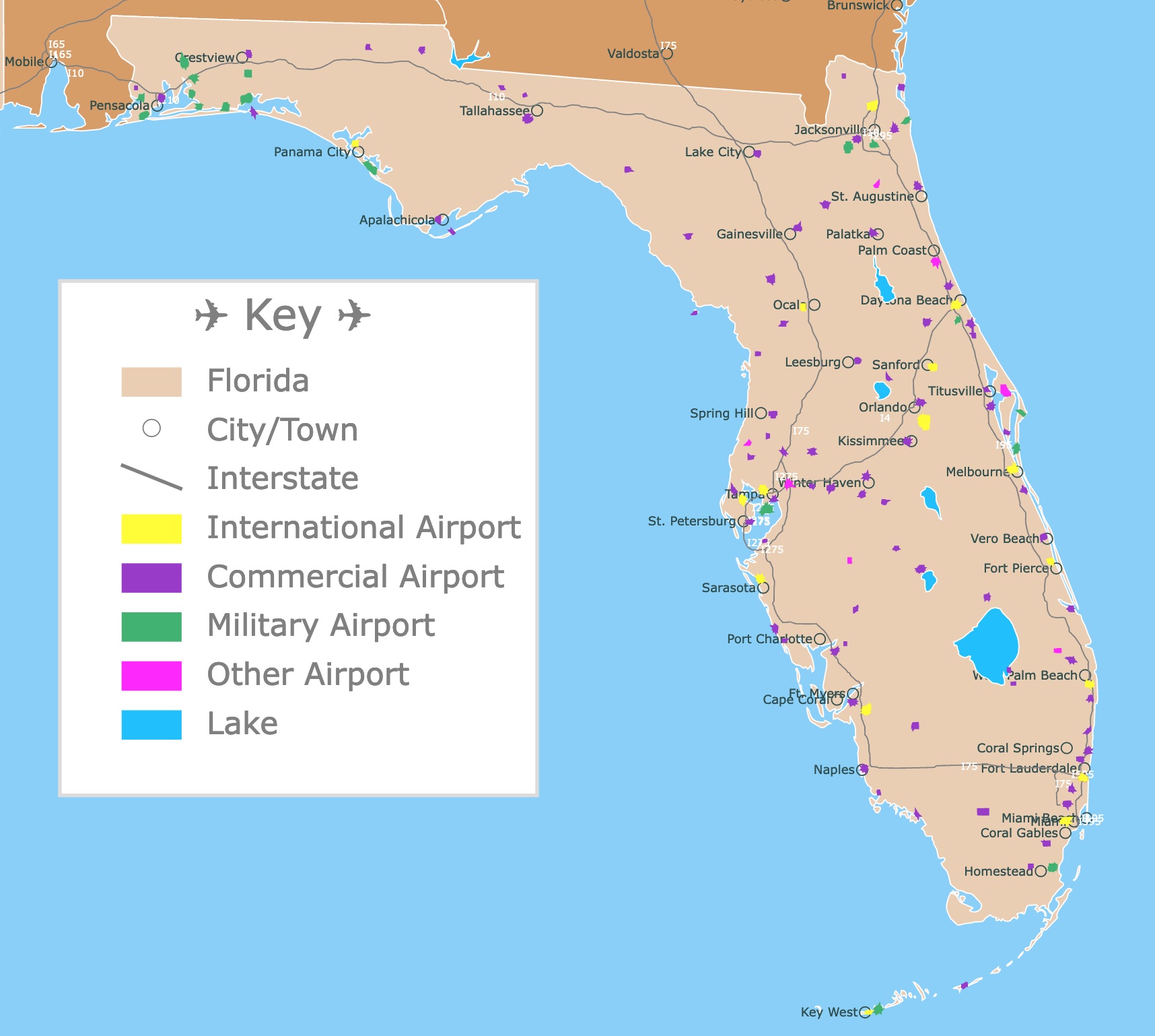 Map of Florida's Airports