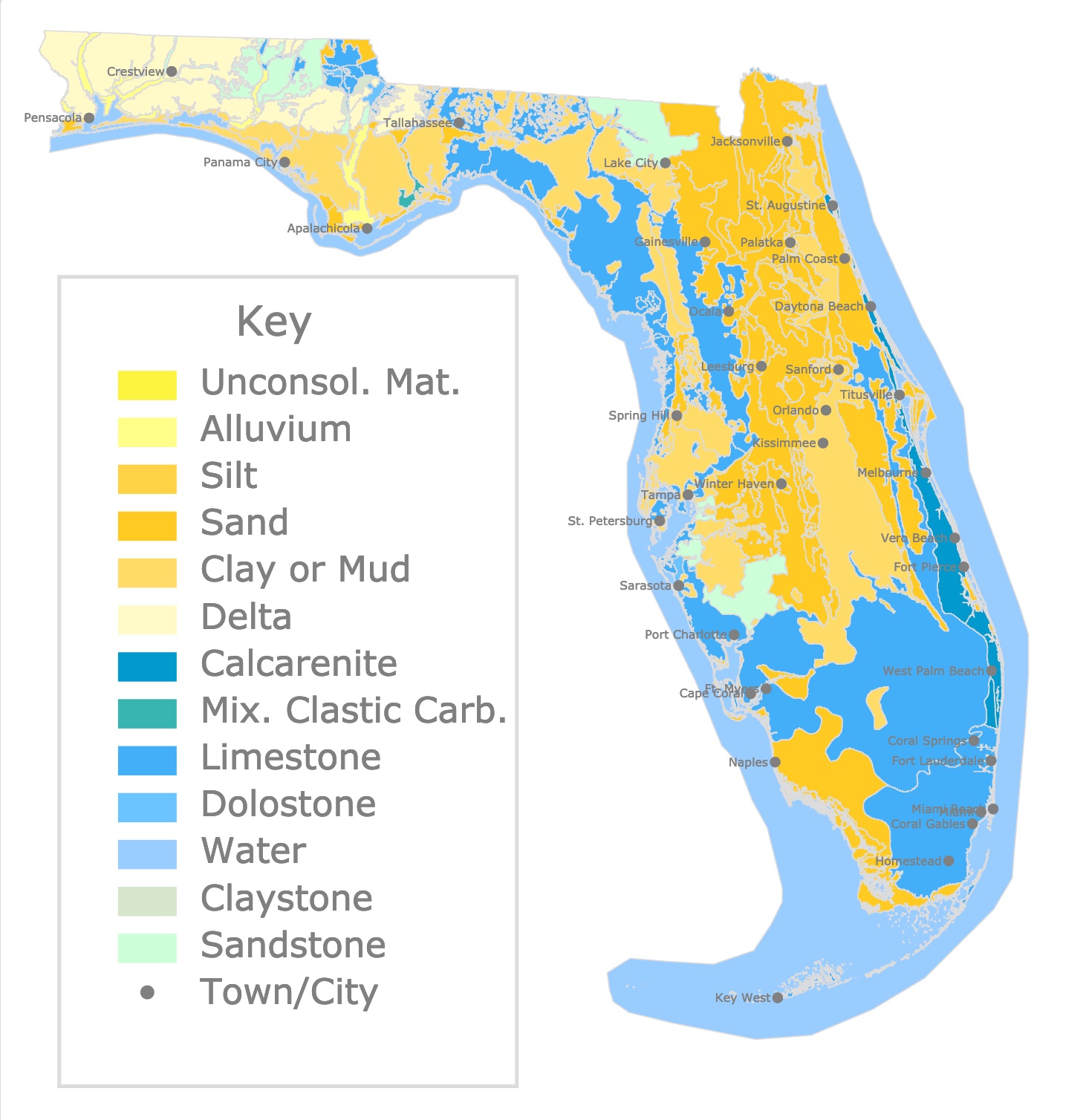 Interactive map of Florida Geologic formations