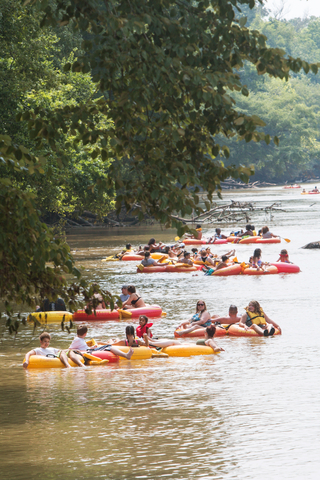 Tubers down Chattahoochee River in Atlanta Georgia