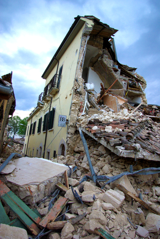 Broken house after earthquake in Italy