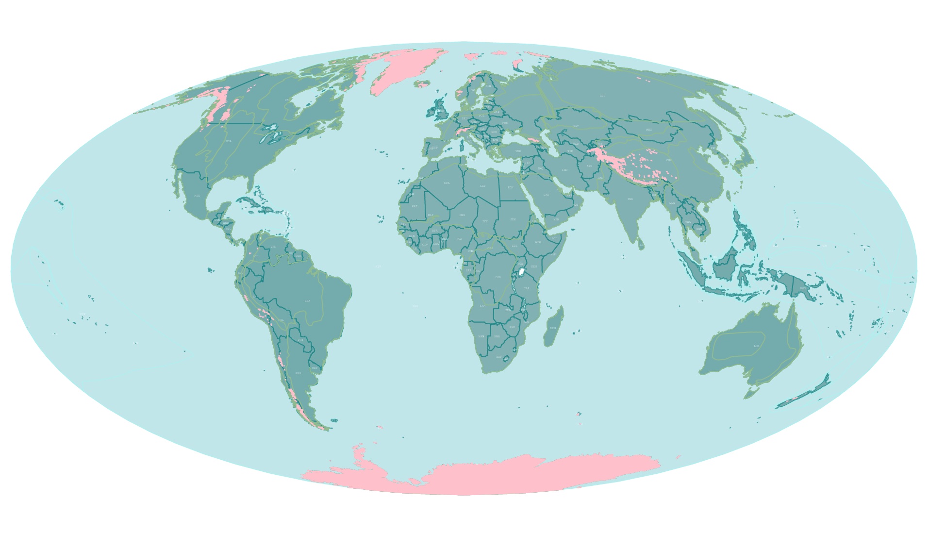 Map of glaciers worldwide