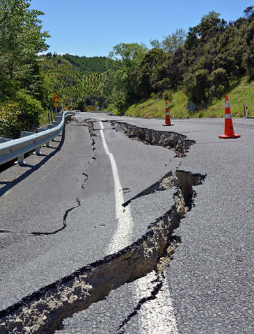 Earthquake cracks on New Zeland Road