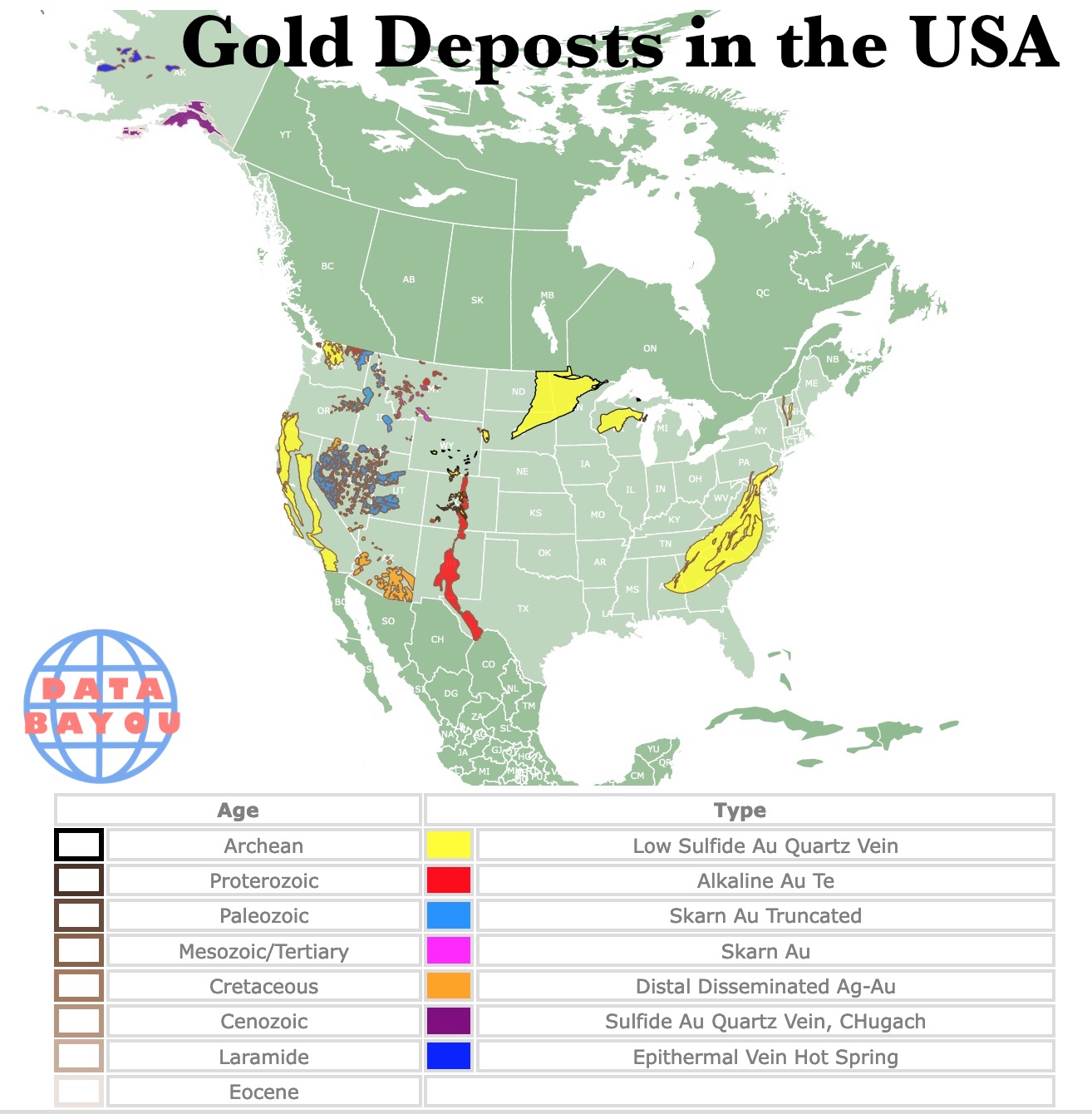 Gold Deposits In The USA Interactive Map Gold Deposits In The USA Interactive Map