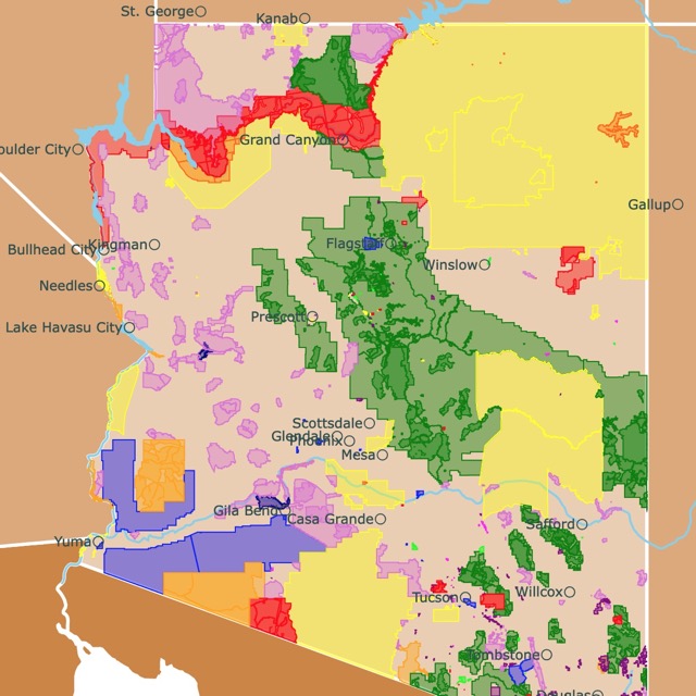 Map of Arizona's Parks and protected areas