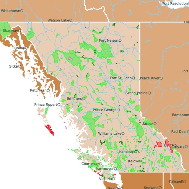Map of Parks in British Columbia
