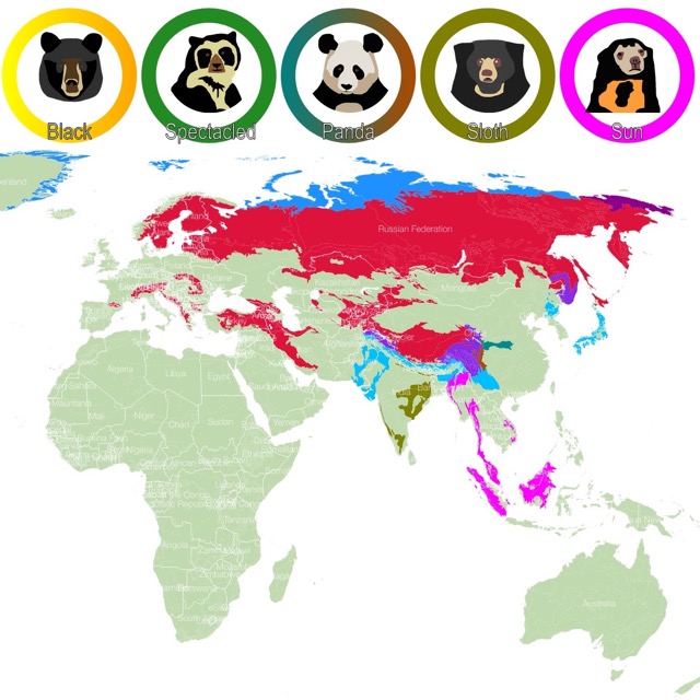 World map of Bear habitat