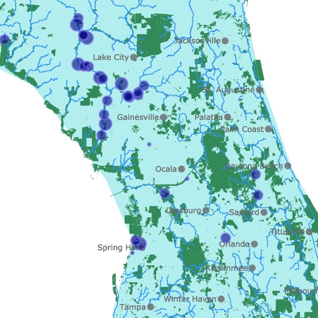 Map of Florida Cave Diving sites