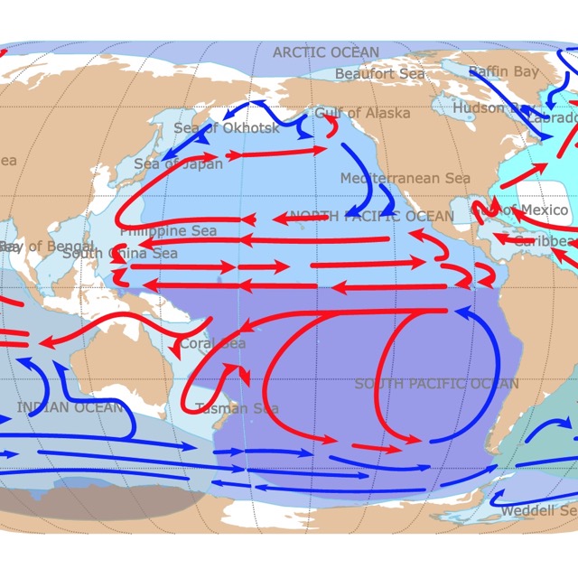 Map of Oceans and Currents