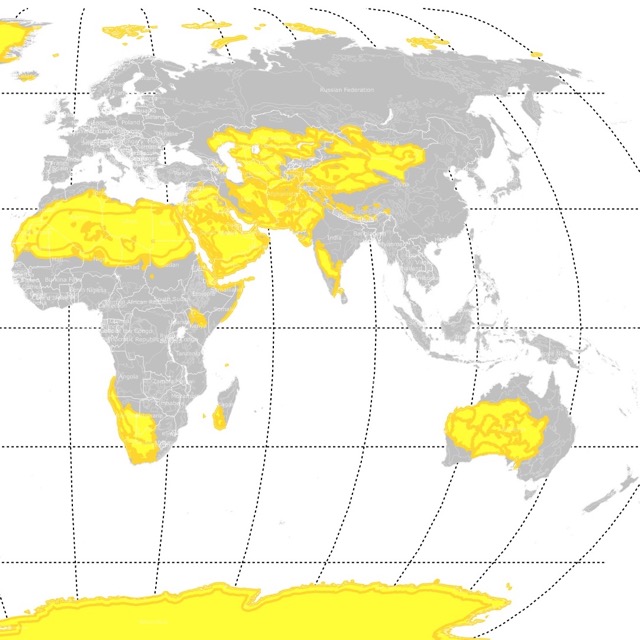 map of deserts worldwide