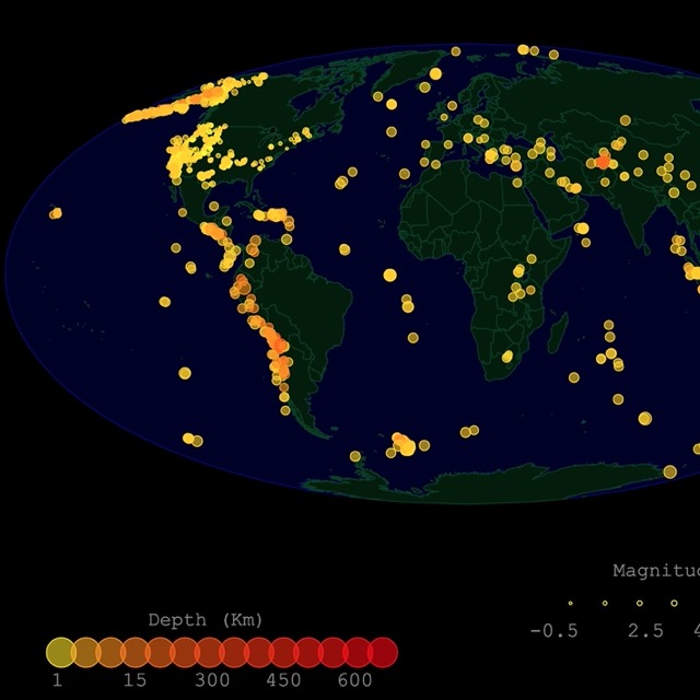 Map of Earthquake locations worldwide