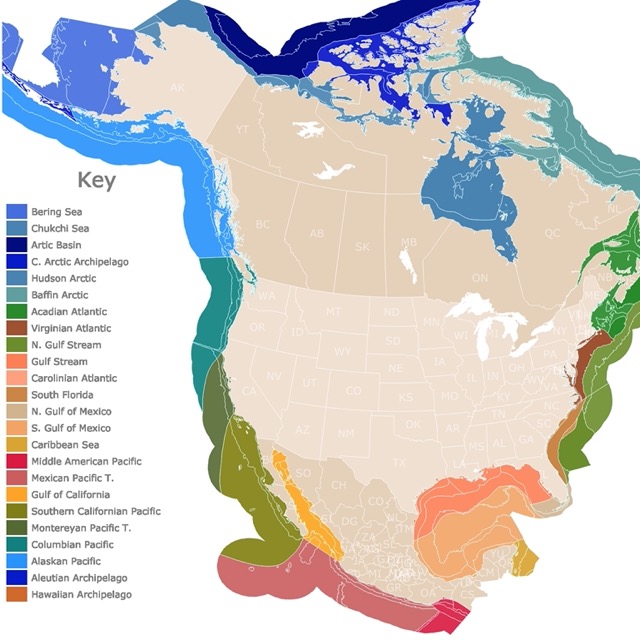map of North America's Marine Ecoregions