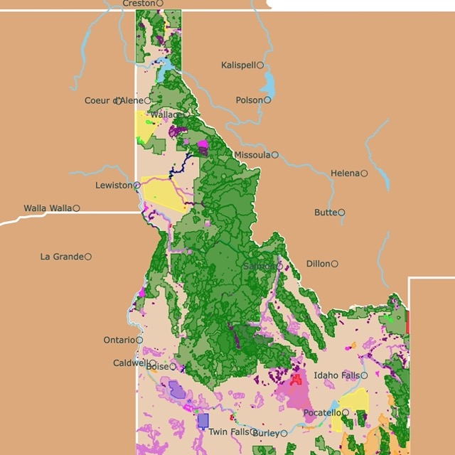 Map of Idaho's Parks and protected areas