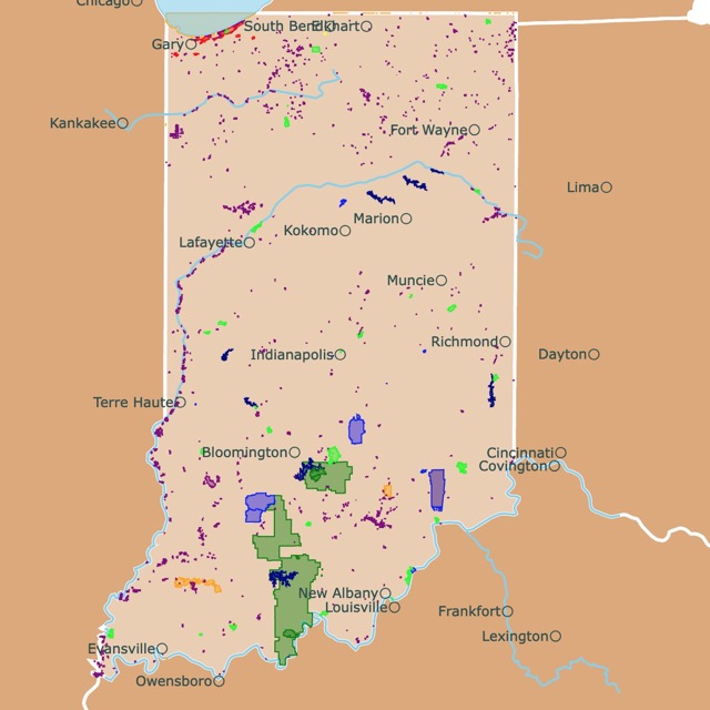 Map of Indiana's Parks and protected areas
