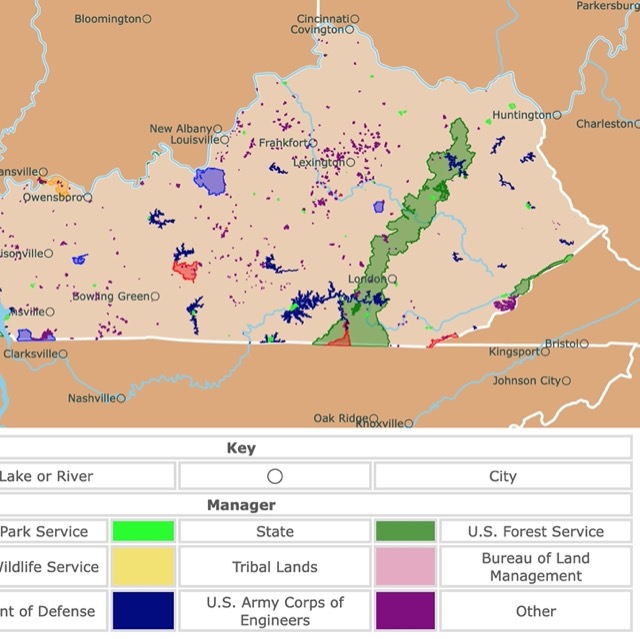 Map of Kentucky's Parks and protected areas