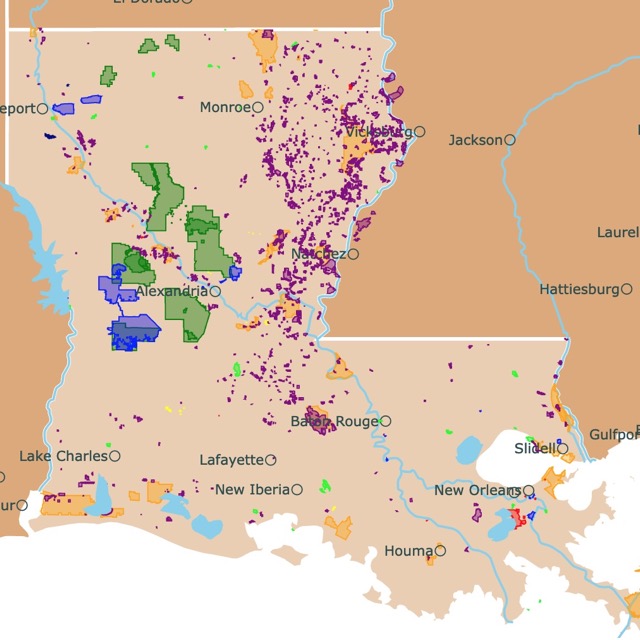 Map of Louisiana's Parks and protected areas
