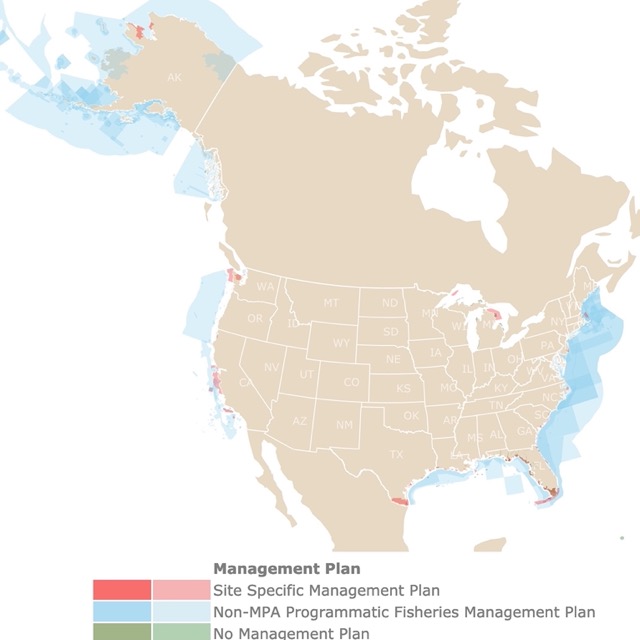 Map of North Amerca's Marine Protected Areas