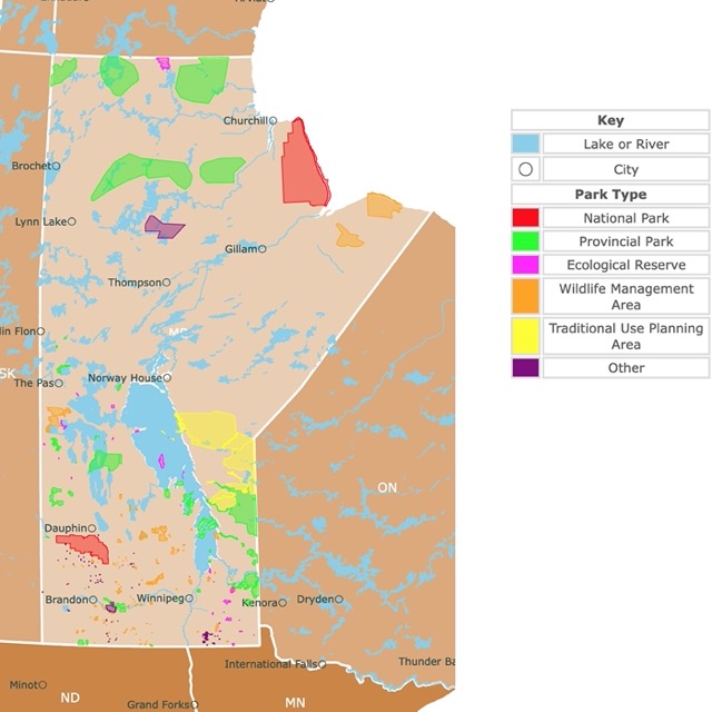Map of Parks in Manitoba