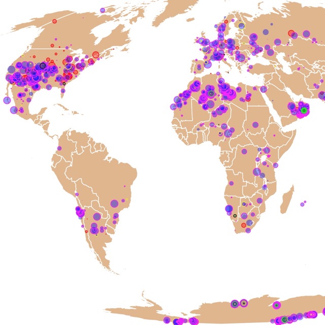 map of world meteorite landings