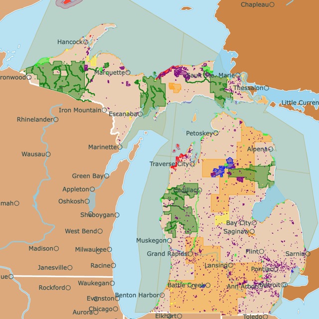 Map of Michigan's Parks and protected areas