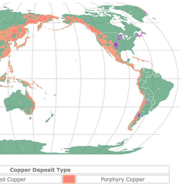 World map of Copper Mineral Sources and Geology