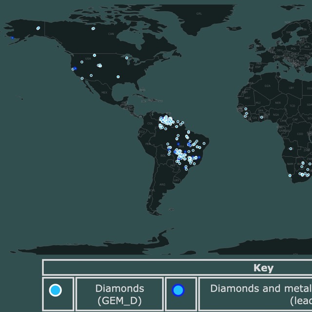 Map of Diamond mines and Deposits worldwide