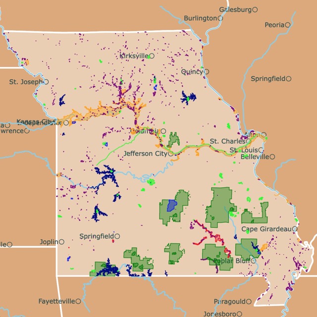 Map of Missouri's Parks and protected areas