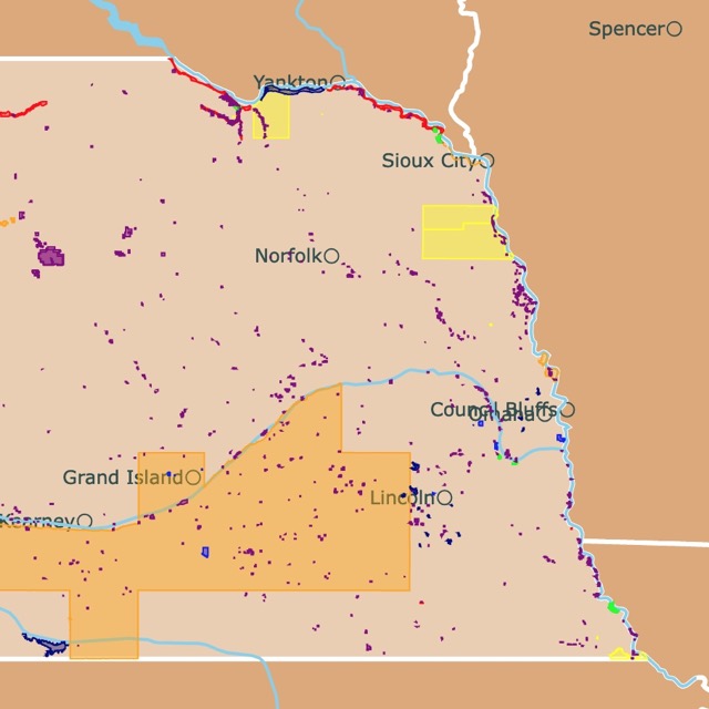 Map of Nebraska's Parks and protected areas