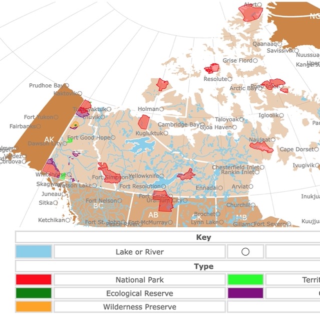 Map of Parks northwest territories and Yukon