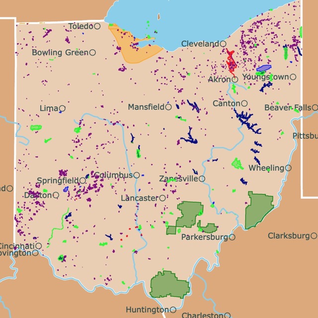 Map of Ohio's Parks and protected areas