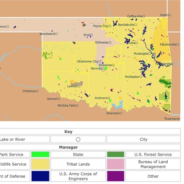 Map of Oklahoma's Parks and protected areas