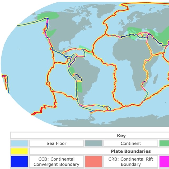 Map of Tectonic Plates and Boundaries