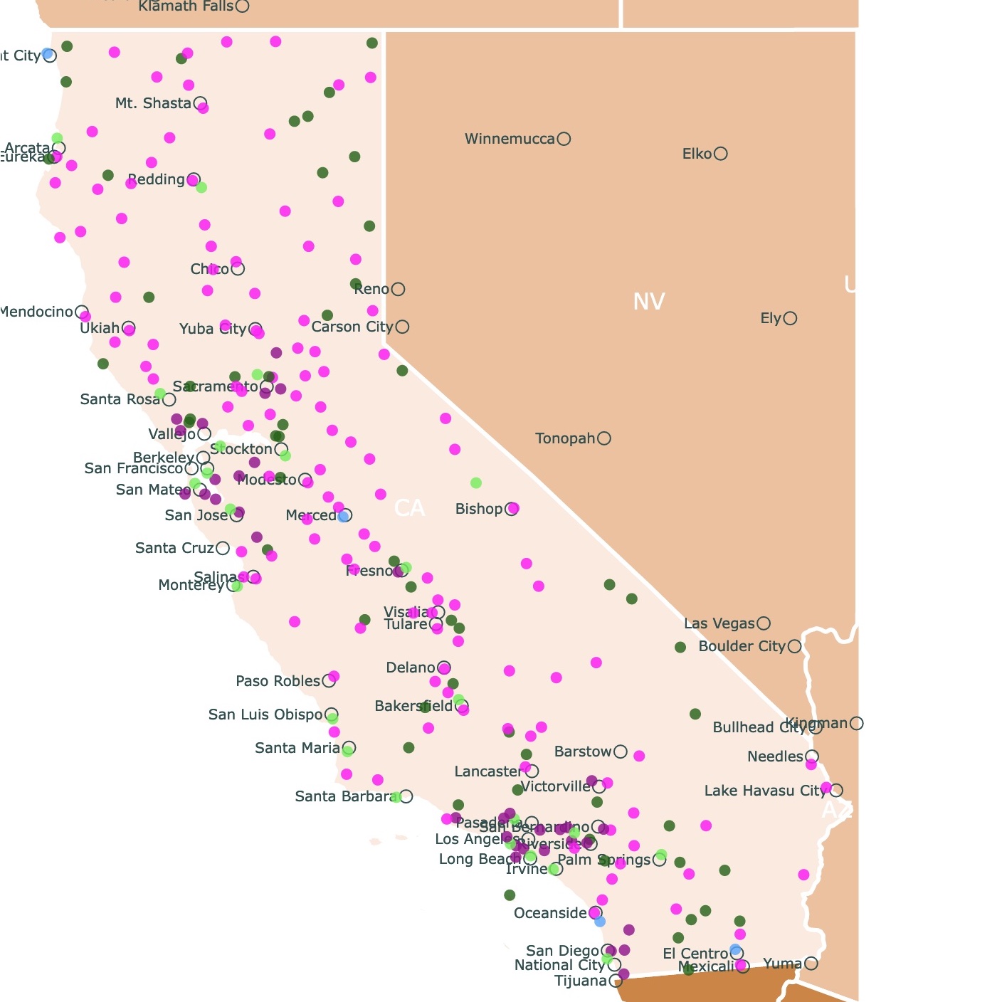 Map of California Airports