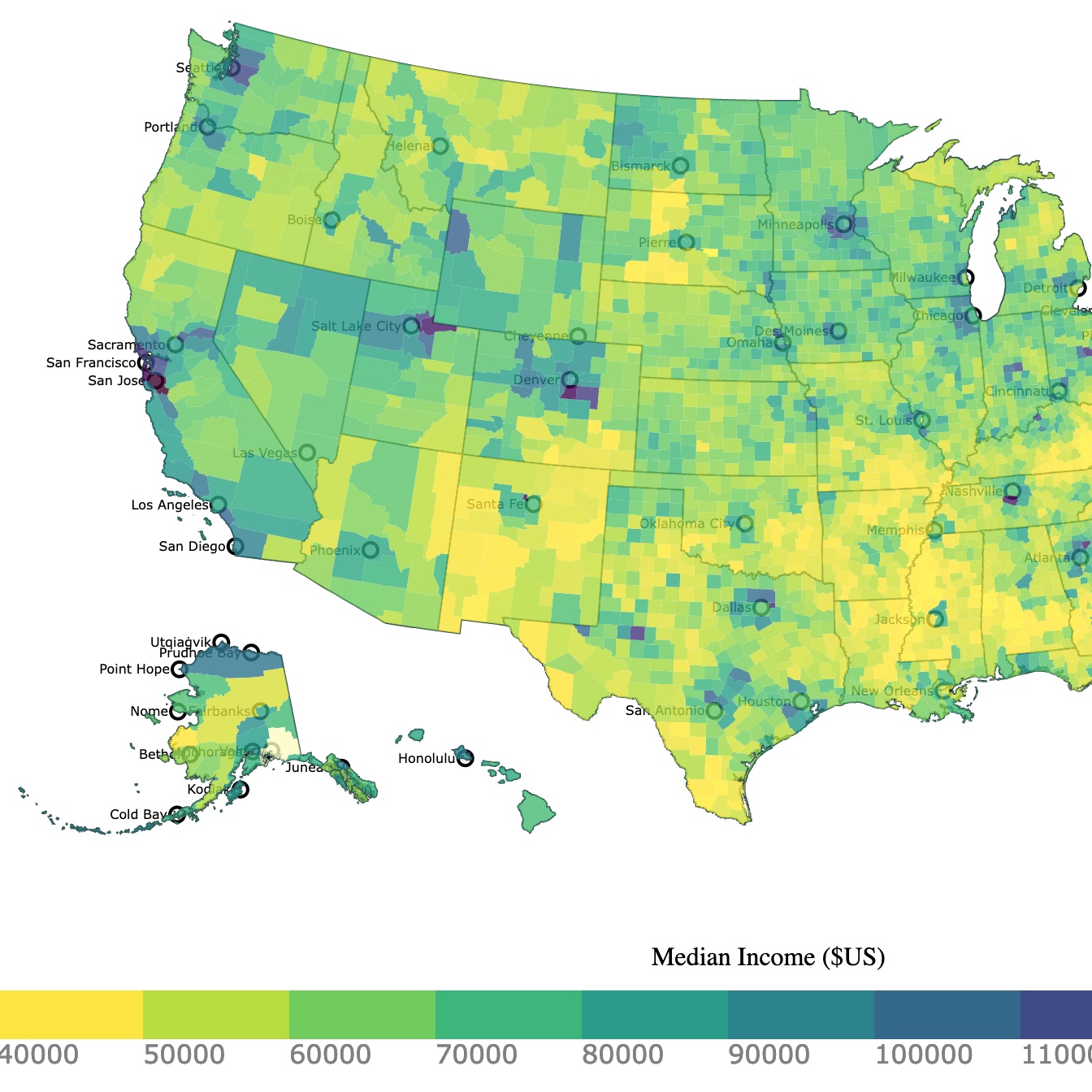 Map of U.S. Median Income