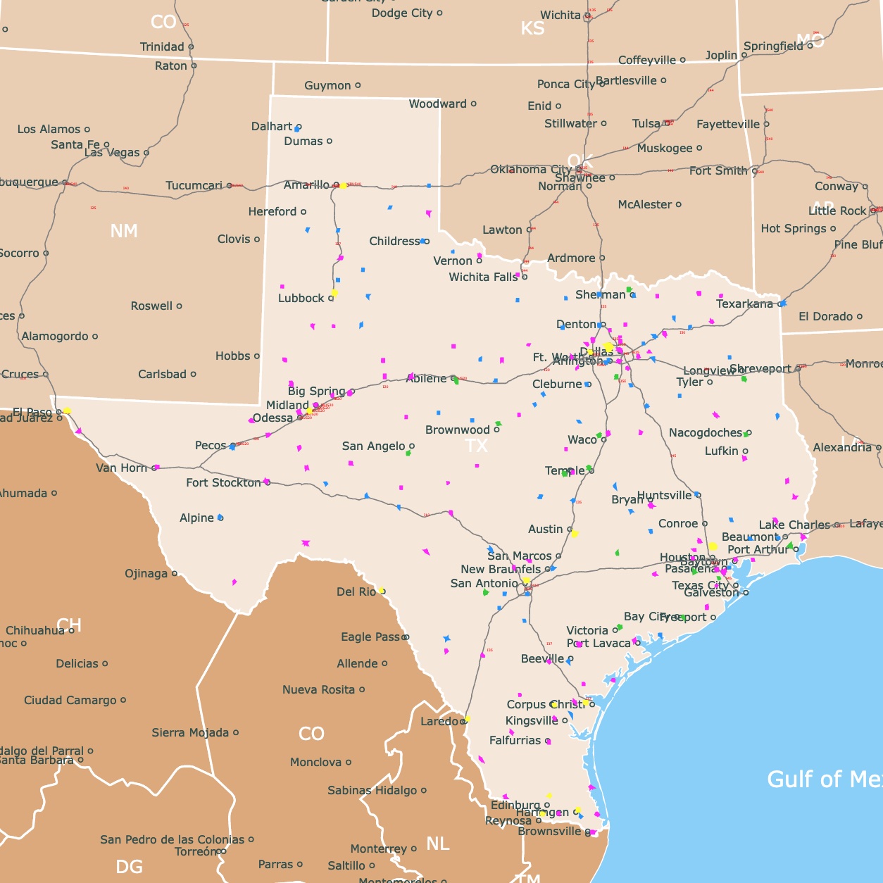 Map of Texas Airports