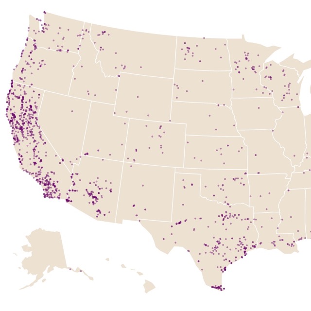 Map of Recreational Vehicle Parking in the USA