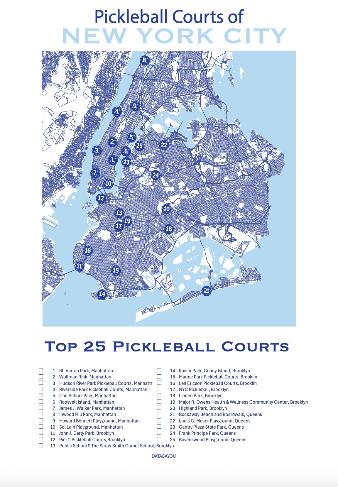 New York City Pickleball Courts Map