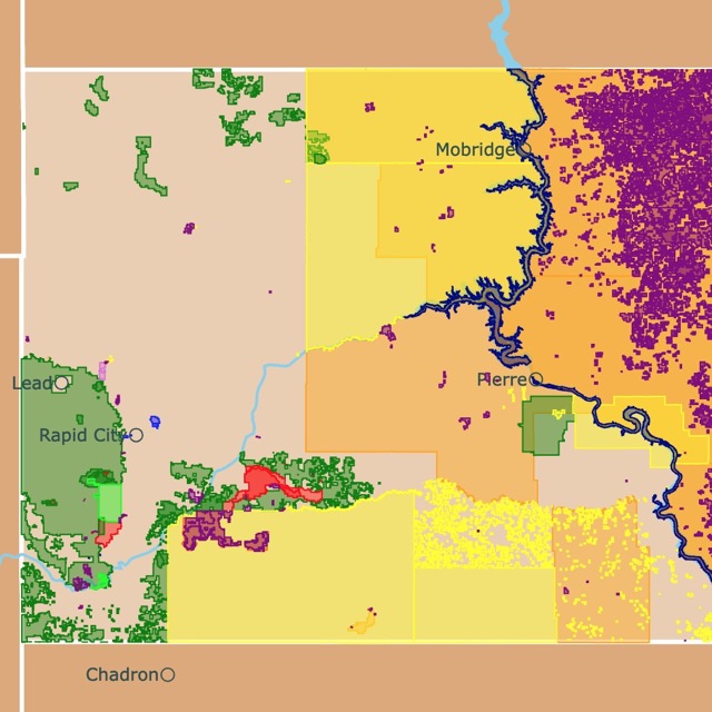 Map of South Dakota's Parks and protected areas