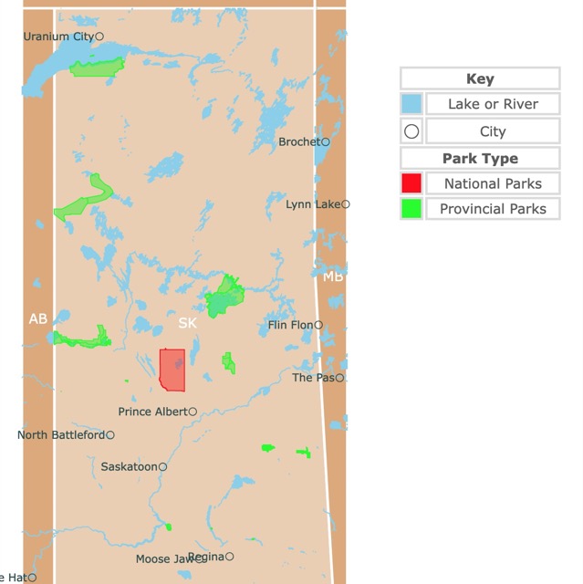 Map of Parks in Saskatchewan 