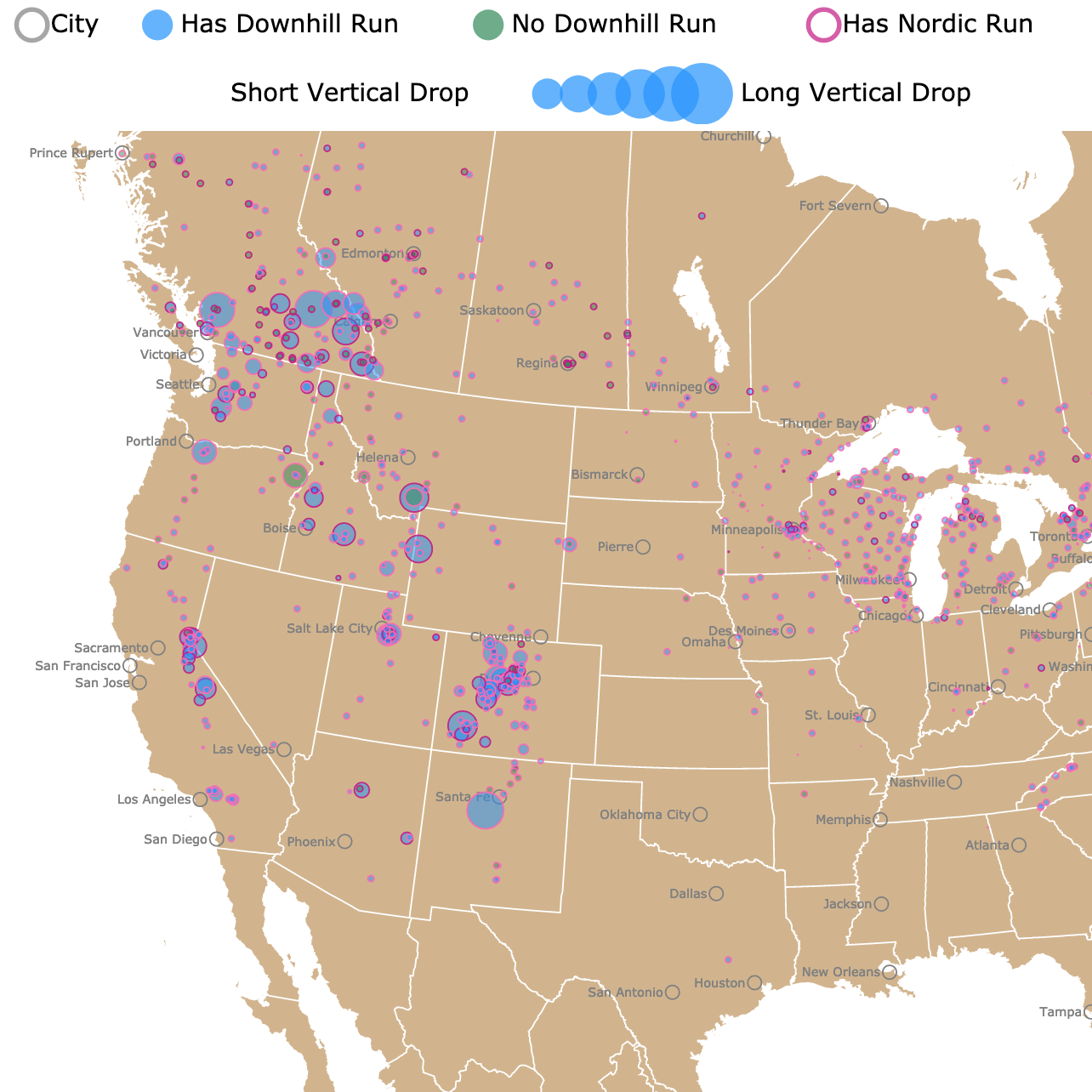 Map of Ski Resorts in the United States