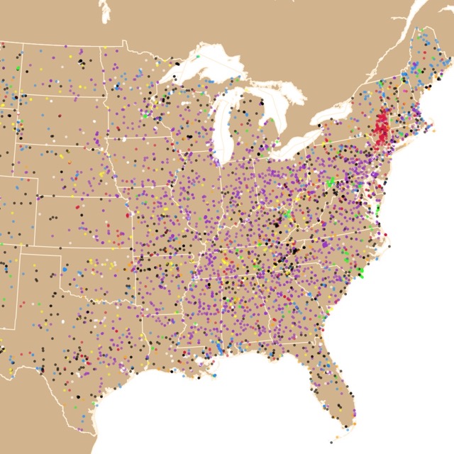 Map of spooky names in the US