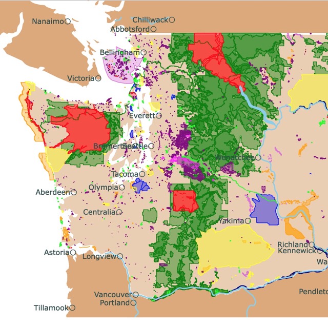 Map of Washington State's Parks and protected areas