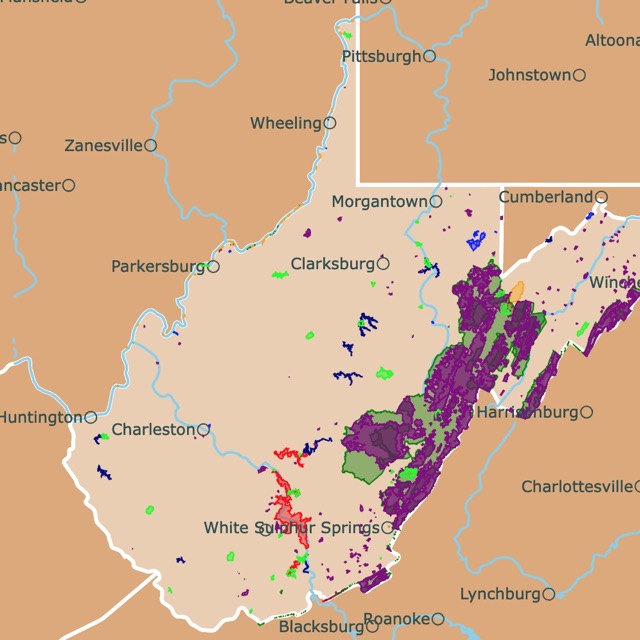 Map of Parks in West Virginia