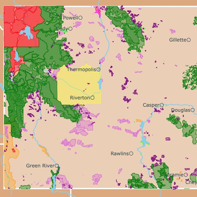 Map of Wyoming's Parks and protected areas